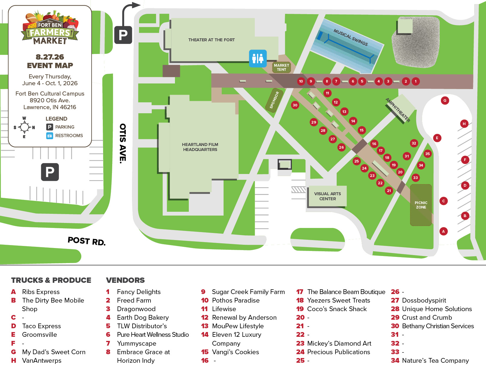 Fort Ben Farmers Market Vendor Map